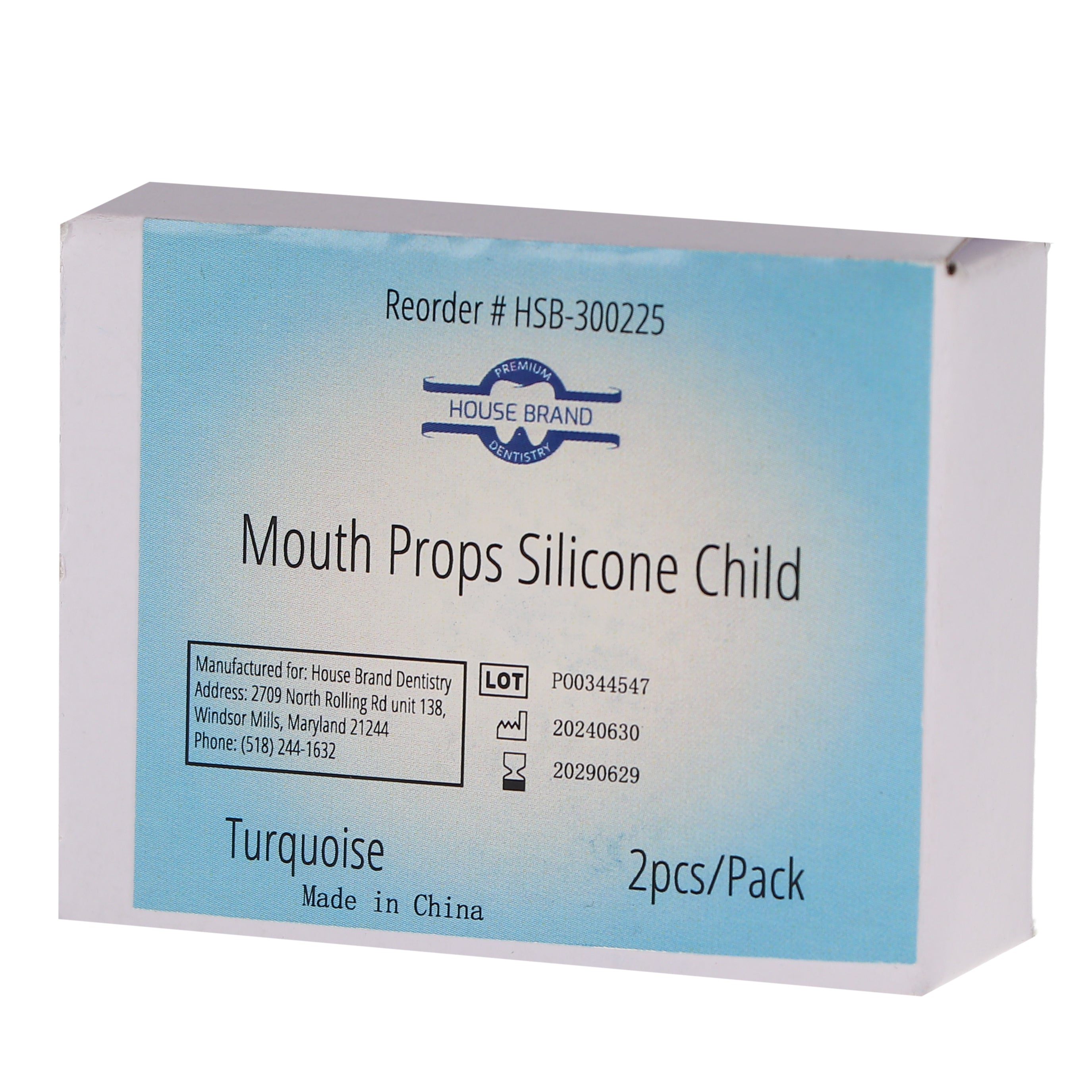 House Brand Dentistry 300225 HSB Mouth Props Silicone Child Turquoise 2/Pk House Brand Dentistry 300225 HSB Mouth Props Silicone Child Turquoise 2/Pk